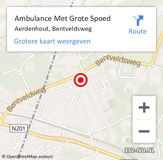 Locatie op kaart van de 112 melding: Ambulance Met Grote Spoed Naar Aerdenhout, Bentveldsweg op 2 september 2023 11:51