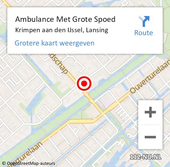 Locatie op kaart van de 112 melding: Ambulance Met Grote Spoed Naar Krimpen aan den IJssel, Lansing op 2 september 2023 11:55