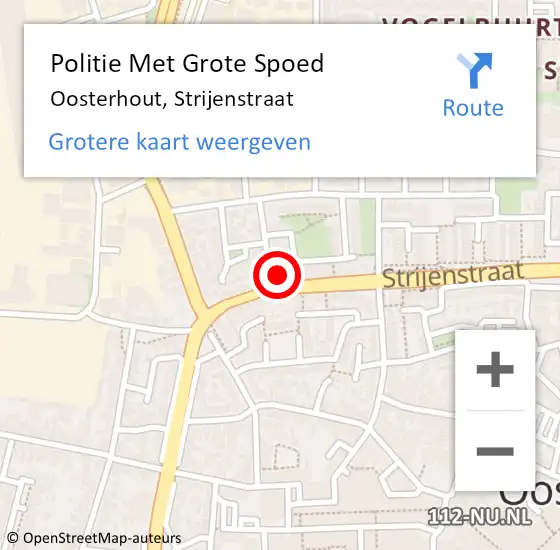 Locatie op kaart van de 112 melding: Politie Met Grote Spoed Naar Oosterhout, Strijenstraat op 2 september 2023 11:56