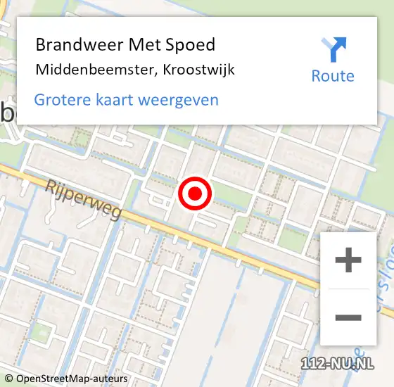 Locatie op kaart van de 112 melding: Brandweer Met Spoed Naar Middenbeemster, Kroostwijk op 2 september 2023 11:57