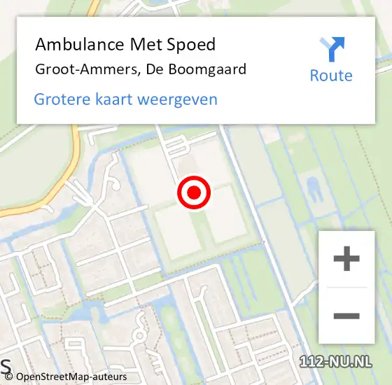 Locatie op kaart van de 112 melding: Ambulance Met Spoed Naar Groot-Ammers, De Boomgaard op 2 september 2023 12:09