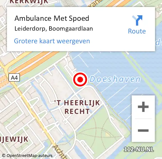 Locatie op kaart van de 112 melding: Ambulance Met Spoed Naar Leiderdorp, Boomgaardlaan op 2 september 2023 12:10