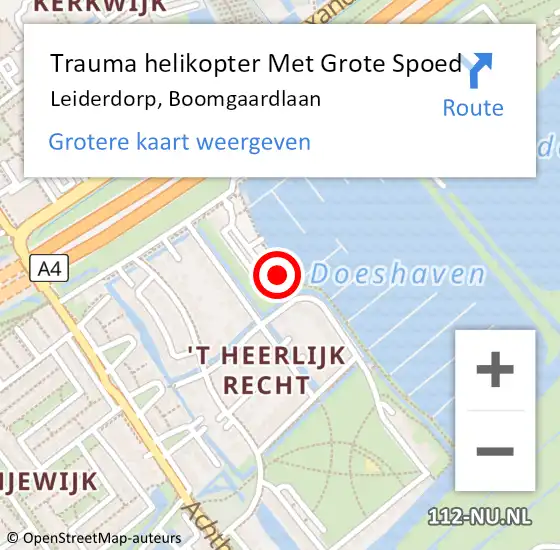 Locatie op kaart van de 112 melding: Trauma helikopter Met Grote Spoed Naar Leiderdorp, Boomgaardlaan op 2 september 2023 12:13