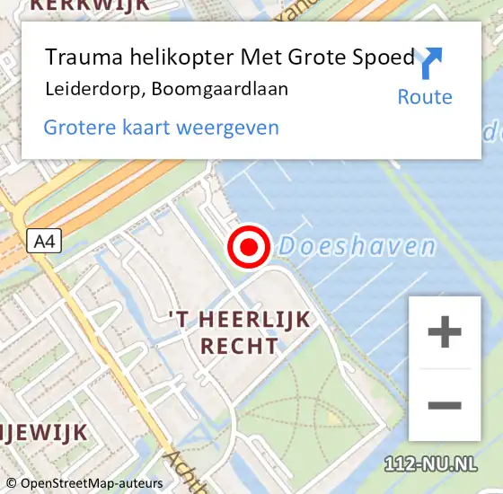 Locatie op kaart van de 112 melding: Trauma helikopter Met Grote Spoed Naar Leiderdorp, Boomgaardlaan op 2 september 2023 12:14