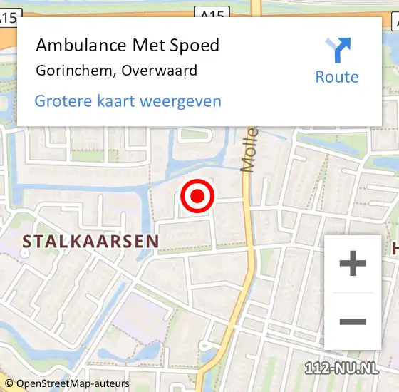 Locatie op kaart van de 112 melding: Ambulance Met Spoed Naar Gorinchem, Overwaard op 2 september 2023 12:18