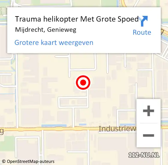 Locatie op kaart van de 112 melding: Trauma helikopter Met Grote Spoed Naar Mijdrecht, Genieweg op 2 september 2023 12:39