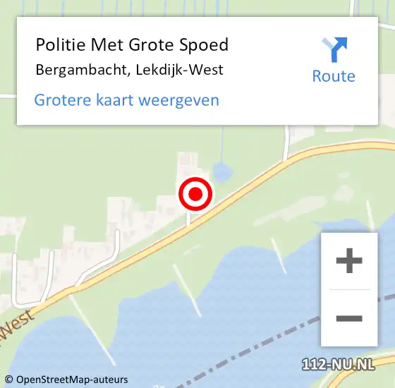 Locatie op kaart van de 112 melding: Politie Met Grote Spoed Naar Bergambacht, Lekdijk-West op 2 september 2023 12:43