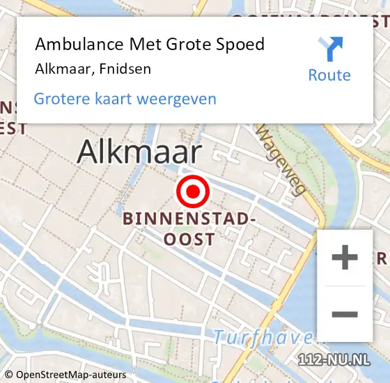 Locatie op kaart van de 112 melding: Ambulance Met Grote Spoed Naar Alkmaar, Fnidsen op 2 september 2023 12:51