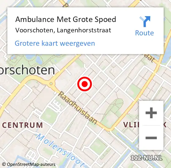 Locatie op kaart van de 112 melding: Ambulance Met Grote Spoed Naar Voorschoten, Langenhorststraat op 2 september 2023 13:31