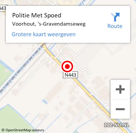 Locatie op kaart van de 112 melding: Politie Met Spoed Naar Voorhout, 's-Gravendamseweg op 2 september 2023 13:36