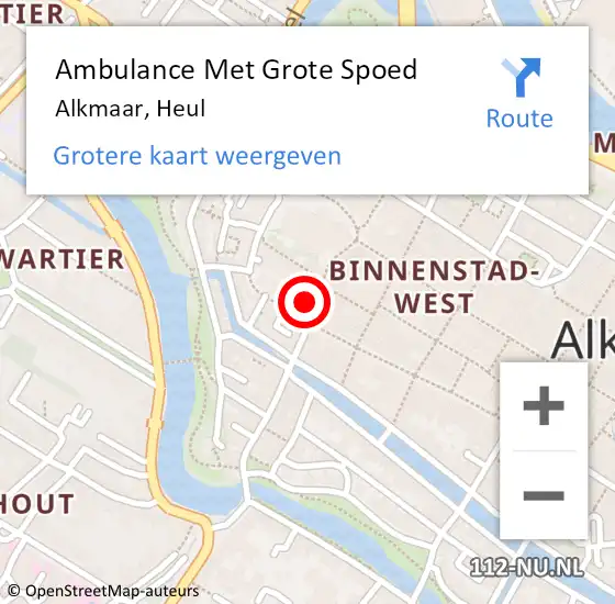 Locatie op kaart van de 112 melding: Ambulance Met Grote Spoed Naar Alkmaar, Heul op 2 september 2023 13:38