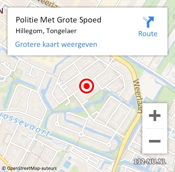 Locatie op kaart van de 112 melding: Politie Met Grote Spoed Naar Hillegom, Tongelaer op 2 september 2023 13:43