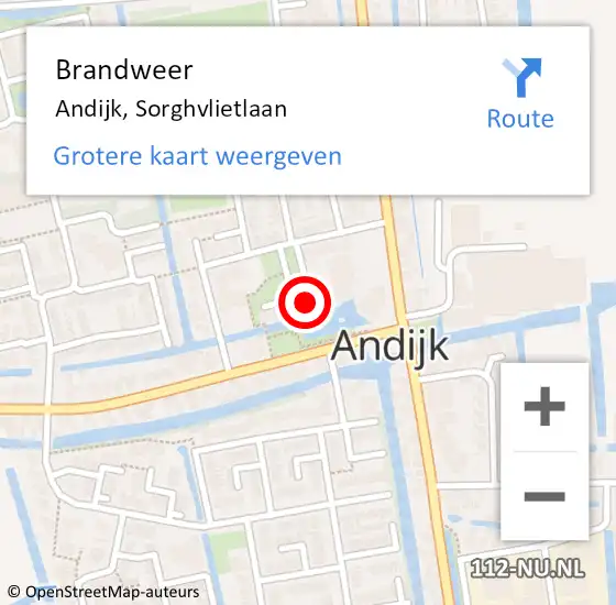 Locatie op kaart van de 112 melding: Brandweer Andijk, Sorghvlietlaan op 2 september 2023 13:45