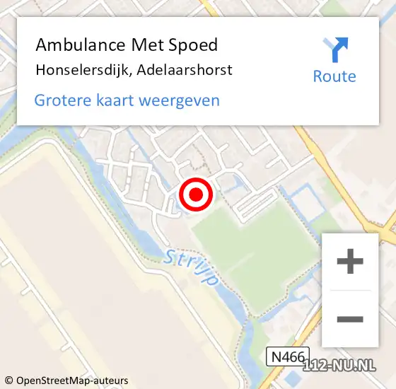 Locatie op kaart van de 112 melding: Ambulance Met Spoed Naar Honselersdijk, Adelaarshorst op 2 september 2023 13:53