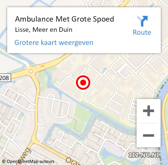 Locatie op kaart van de 112 melding: Ambulance Met Grote Spoed Naar Lisse, Meer en Duin op 2 september 2023 13:53