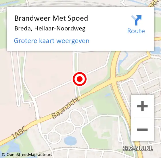 Locatie op kaart van de 112 melding: Brandweer Met Spoed Naar Breda, Heilaar-Noordweg op 2 september 2023 13:54