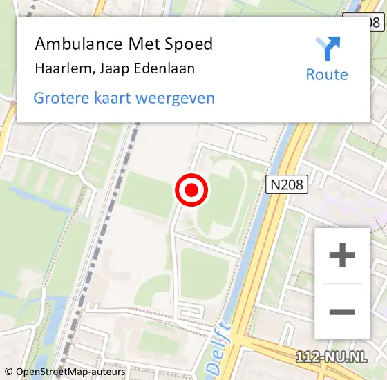 Locatie op kaart van de 112 melding: Ambulance Met Spoed Naar Haarlem, Jaap Edenlaan op 2 september 2023 13:58