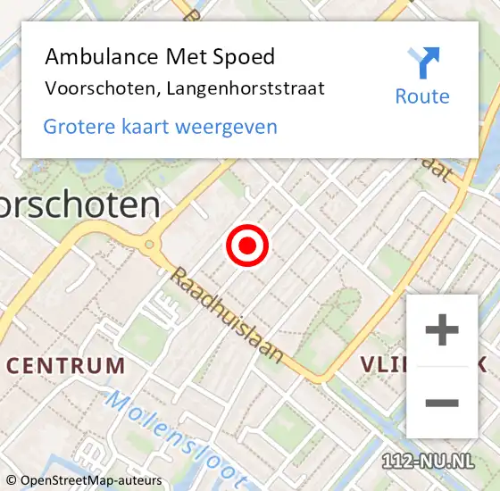 Locatie op kaart van de 112 melding: Ambulance Met Spoed Naar Voorschoten, Langenhorststraat op 2 september 2023 13:58