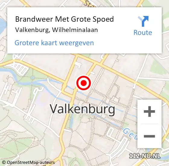 Locatie op kaart van de 112 melding: Brandweer Met Grote Spoed Naar Valkenburg, Wilhelminalaan op 2 september 2023 14:14