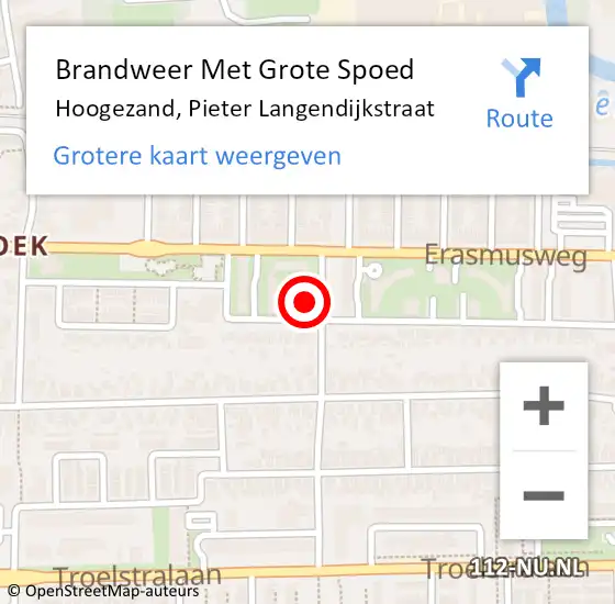 Locatie op kaart van de 112 melding: Brandweer Met Grote Spoed Naar Hoogezand, Pieter Langendijkstraat op 2 september 2023 14:14