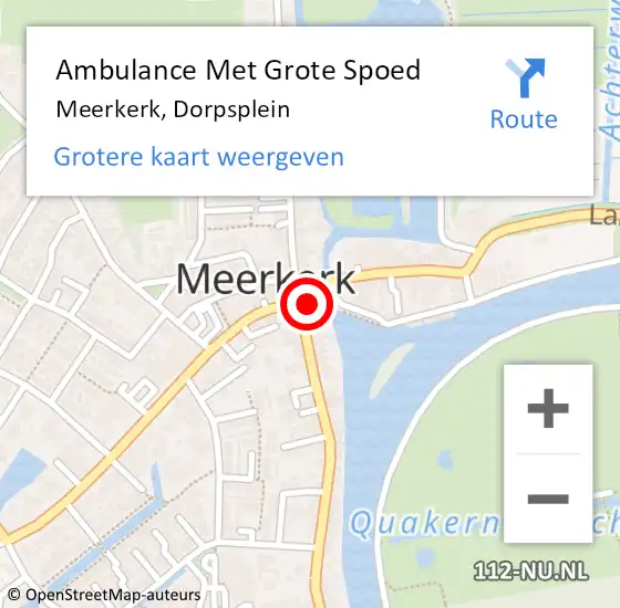 Locatie op kaart van de 112 melding: Ambulance Met Grote Spoed Naar Meerkerk, Dorpsplein op 2 september 2023 14:27