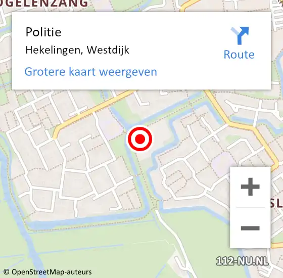 Locatie op kaart van de 112 melding: Politie Hekelingen, Westdijk op 2 september 2023 14:28