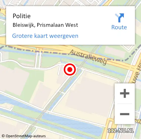 Locatie op kaart van de 112 melding: Politie Bleiswijk, Prismalaan West op 2 september 2023 14:29