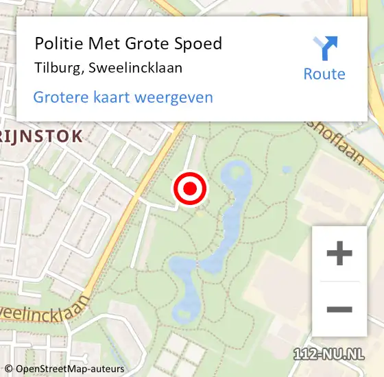Locatie op kaart van de 112 melding: Politie Met Grote Spoed Naar Tilburg, Sweelincklaan op 2 september 2023 14:29