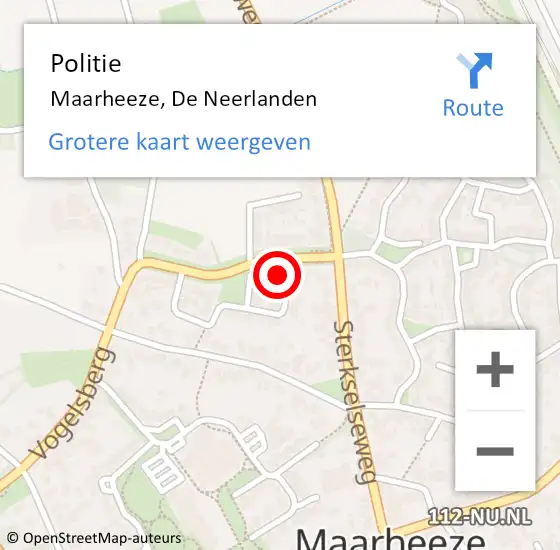 Locatie op kaart van de 112 melding: Politie Maarheeze, De Neerlanden op 2 september 2023 14:30