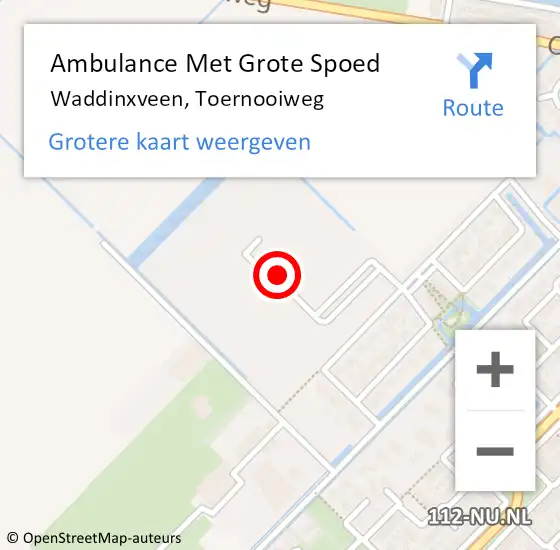 Locatie op kaart van de 112 melding: Ambulance Met Grote Spoed Naar Waddinxveen, Toernooiweg op 2 september 2023 14:38