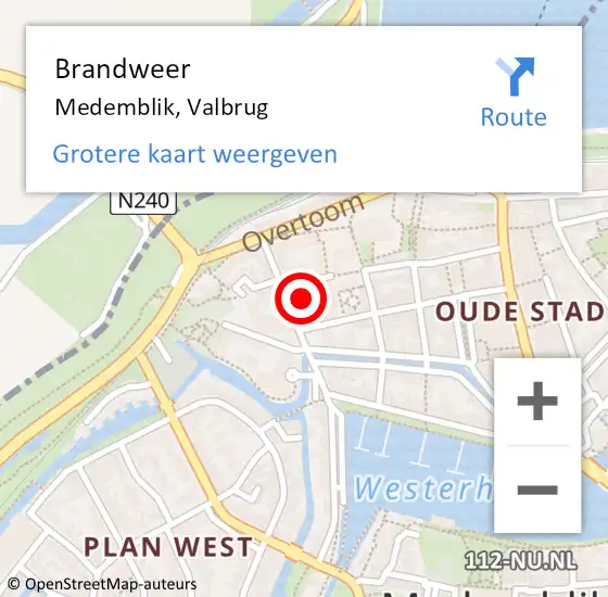 Locatie op kaart van de 112 melding: Brandweer Medemblik, Valbrug op 2 september 2023 14:38