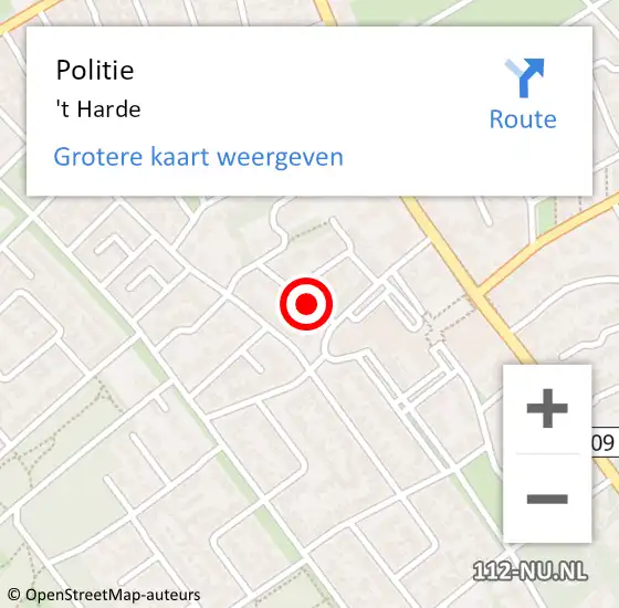 Locatie op kaart van de 112 melding: Politie 't Harde op 2 september 2023 14:40