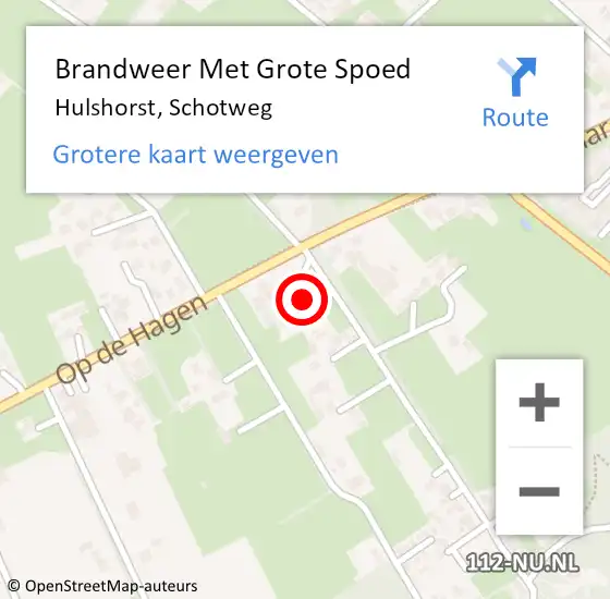 Locatie op kaart van de 112 melding: Brandweer Met Grote Spoed Naar Hulshorst, Schotweg op 6 september 2014 17:08