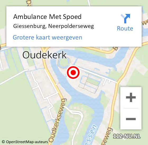 Locatie op kaart van de 112 melding: Ambulance Met Spoed Naar Giessenburg, Neerpolderseweg op 2 september 2023 15:33