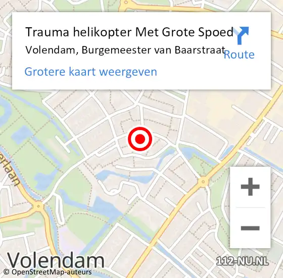 Locatie op kaart van de 112 melding: Trauma helikopter Met Grote Spoed Naar Volendam, Burgemeester van Baarstraat op 2 september 2023 15:44