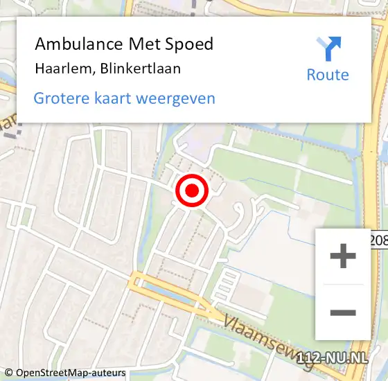 Locatie op kaart van de 112 melding: Ambulance Met Spoed Naar Haarlem, Blinkertlaan op 2 september 2023 16:00
