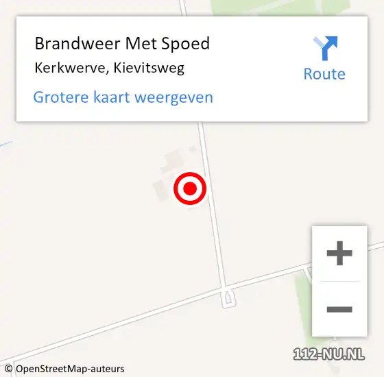Locatie op kaart van de 112 melding: Brandweer Met Spoed Naar Kerkwerve, Kievitsweg op 2 september 2023 16:08