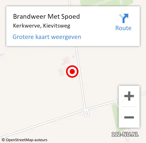 Locatie op kaart van de 112 melding: Brandweer Met Spoed Naar Kerkwerve, Kievitsweg op 2 september 2023 16:12