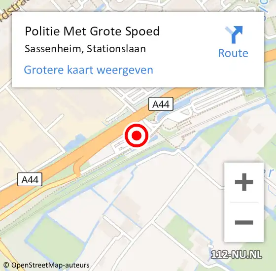Locatie op kaart van de 112 melding: Politie Met Grote Spoed Naar Sassenheim, Stationslaan op 2 september 2023 16:14