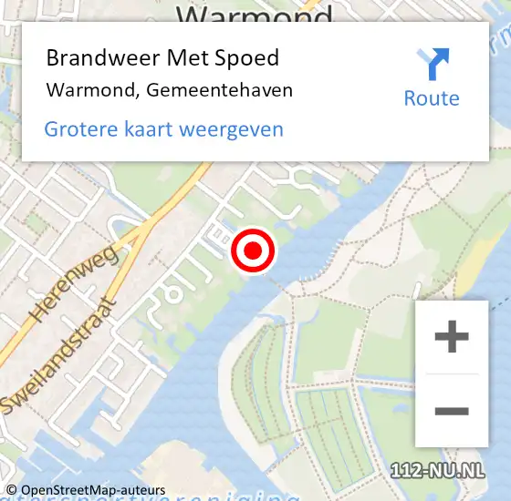 Locatie op kaart van de 112 melding: Brandweer Met Spoed Naar Warmond, Gemeentehaven op 2 september 2023 16:14