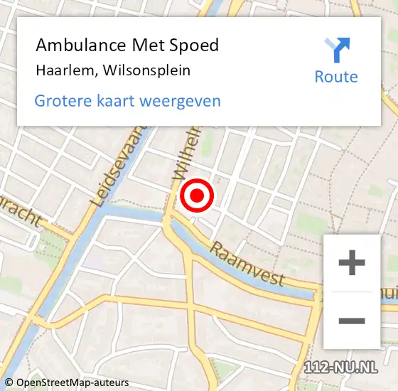 Locatie op kaart van de 112 melding: Ambulance Met Spoed Naar Haarlem, Wilsonsplein op 2 september 2023 16:14