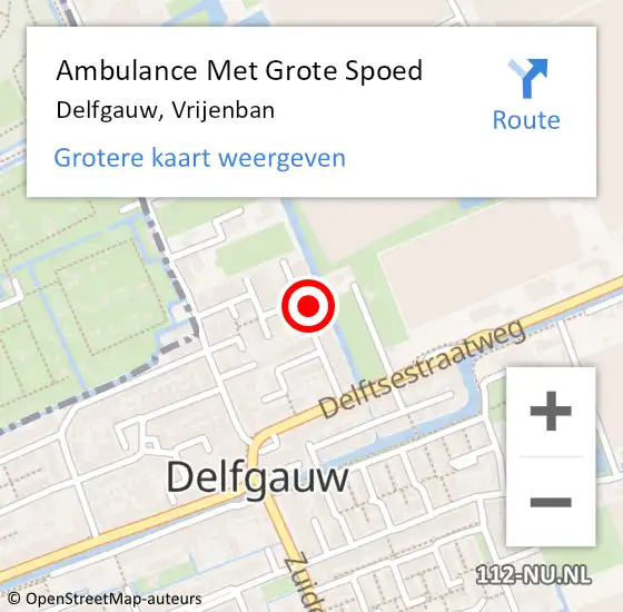 Locatie op kaart van de 112 melding: Ambulance Met Grote Spoed Naar Delfgauw, Vrijenban op 2 september 2023 16:14