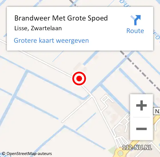 Locatie op kaart van de 112 melding: Brandweer Met Grote Spoed Naar Lisse, Zwartelaan op 2 september 2023 16:25