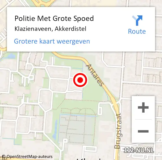 Locatie op kaart van de 112 melding: Politie Met Grote Spoed Naar Klazienaveen, Akkerdistel op 2 september 2023 16:27