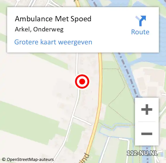 Locatie op kaart van de 112 melding: Ambulance Met Spoed Naar Arkel, Onderweg op 2 september 2023 16:53