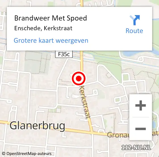 Locatie op kaart van de 112 melding: Brandweer Met Spoed Naar Enschede, Kerkstraat op 2 september 2023 17:06