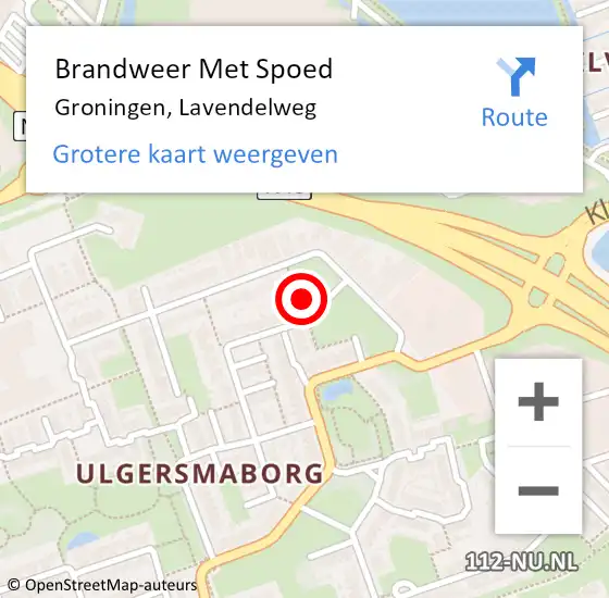 Locatie op kaart van de 112 melding: Brandweer Met Spoed Naar Groningen, Lavendelweg op 2 september 2023 17:06