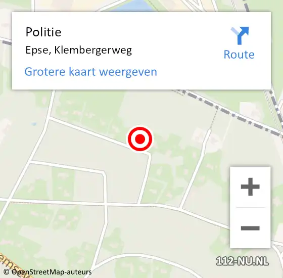 Locatie op kaart van de 112 melding: Politie Epse, Klembergerweg op 2 september 2023 17:15