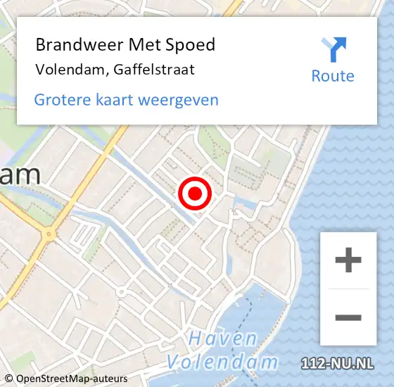 Locatie op kaart van de 112 melding: Brandweer Met Spoed Naar Volendam, Gaffelstraat op 2 september 2023 17:47