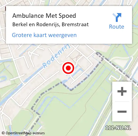 Locatie op kaart van de 112 melding: Ambulance Met Spoed Naar Berkel en Rodenrijs, Bremstraat op 2 september 2023 18:16